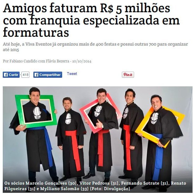 Reportagem de 2014 sobre o faturamento da VIVA com a rede de formaturas