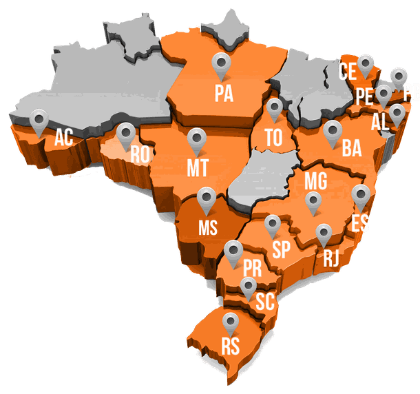Mapa do Brasil com unidades VIVA em todas as regiões do país
